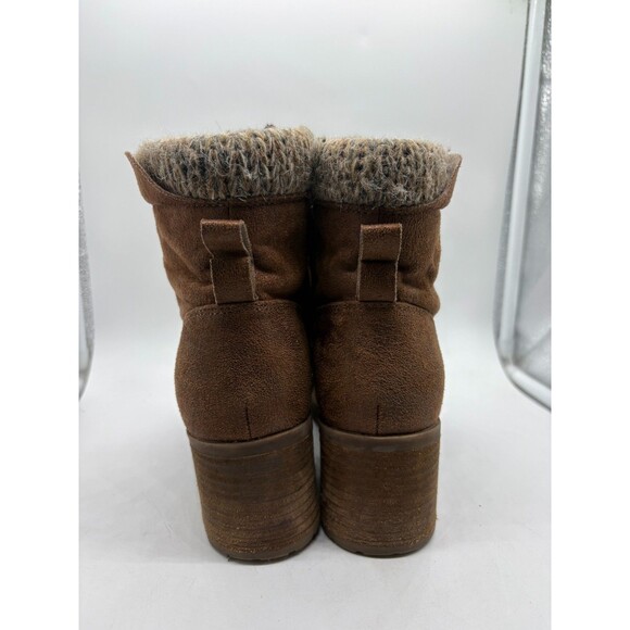 Steve Madden COMMAND Combat Boots Brown Faux Suede Sweater Cuff Size 9 - Picture 4 of 12